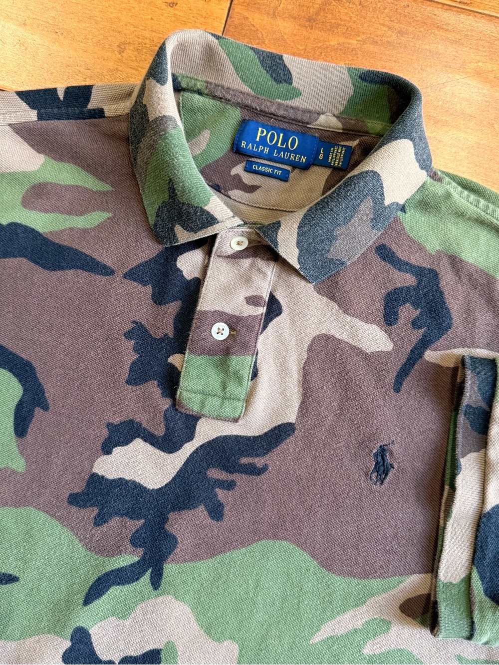 Polo Ralph Lauren Mens Classic Fit Camo Short Sleeve Polo Embroidered Logo - L